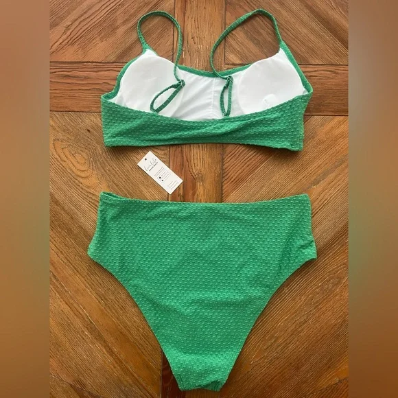 Cupshe Green Textured Bikini - Size Large - Picture 4 of 6